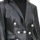 Calvin Klein Women's Faux Leather Button Blazer Black Size 2