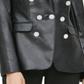 Calvin Klein Women's Faux Leather Button Blazer Black Size 2