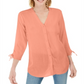 Charter Club Women's Gauzy Tie Sleeve Blouse Orange Size Small