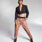 Bar III Women's Double-Waistband Faux-Leather Pants Brown Size XXXL