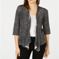 Alfani Women's Linen Blend Open Front Cardigan Sweater Black Size Large