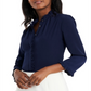 Riley & Rae Women's Penny Ruffled Trim Blouse Blue Size Small