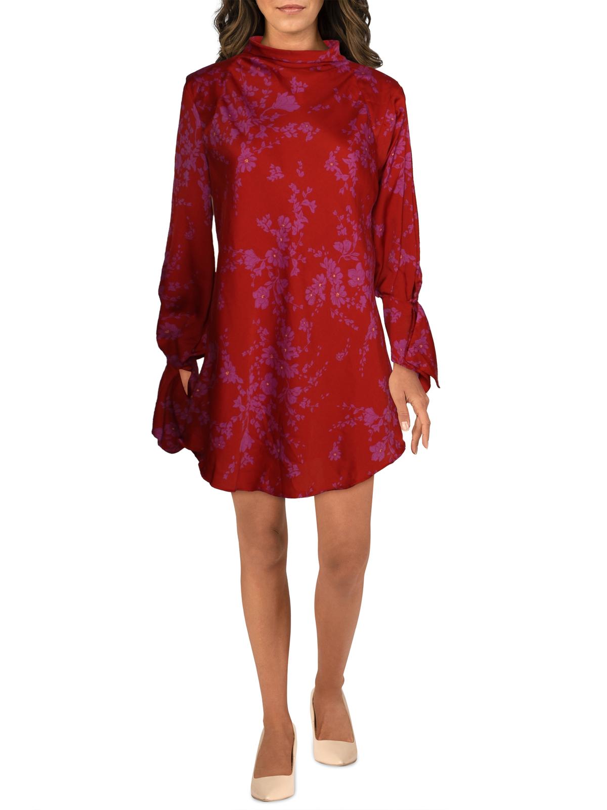 Free People Women's Satin Short Mini Dress Red Size X-Small