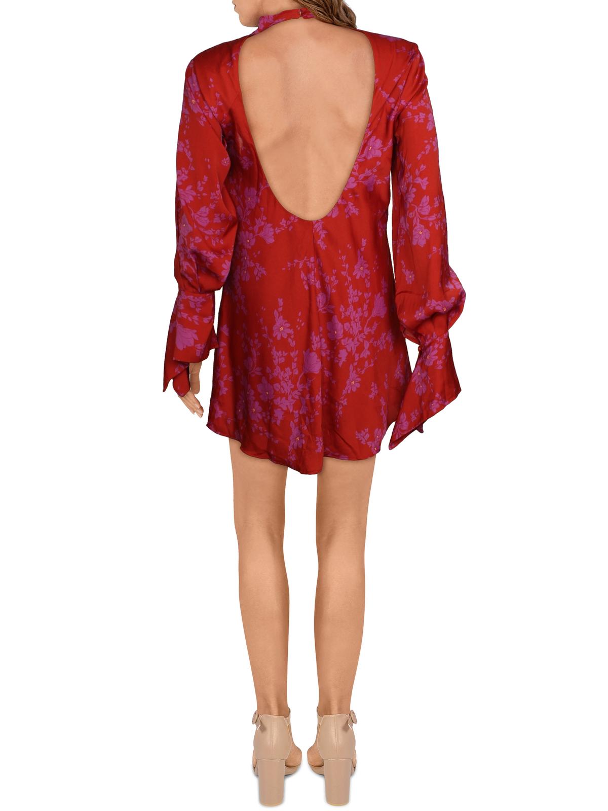 Free People Women's Satin Short Mini Dress Red Size X-Small