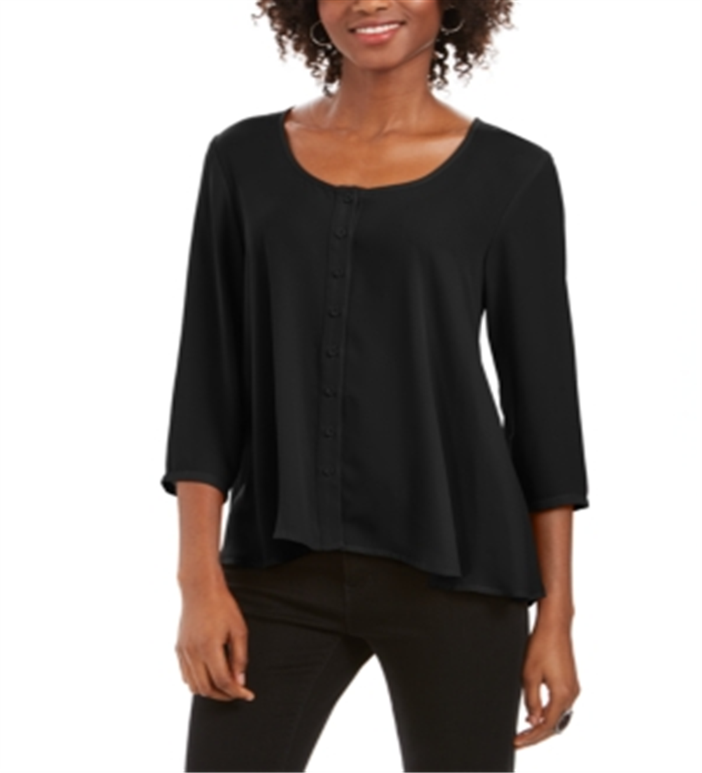 Style & Co Women's Swing Blouse Black Size X-Small