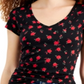 Planet Gold Junior's Printed V Neck T-Shirt Black Size Small