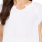 Style & Co Women's Ruffled Trim Flutter Sleeve Top White Size Petite