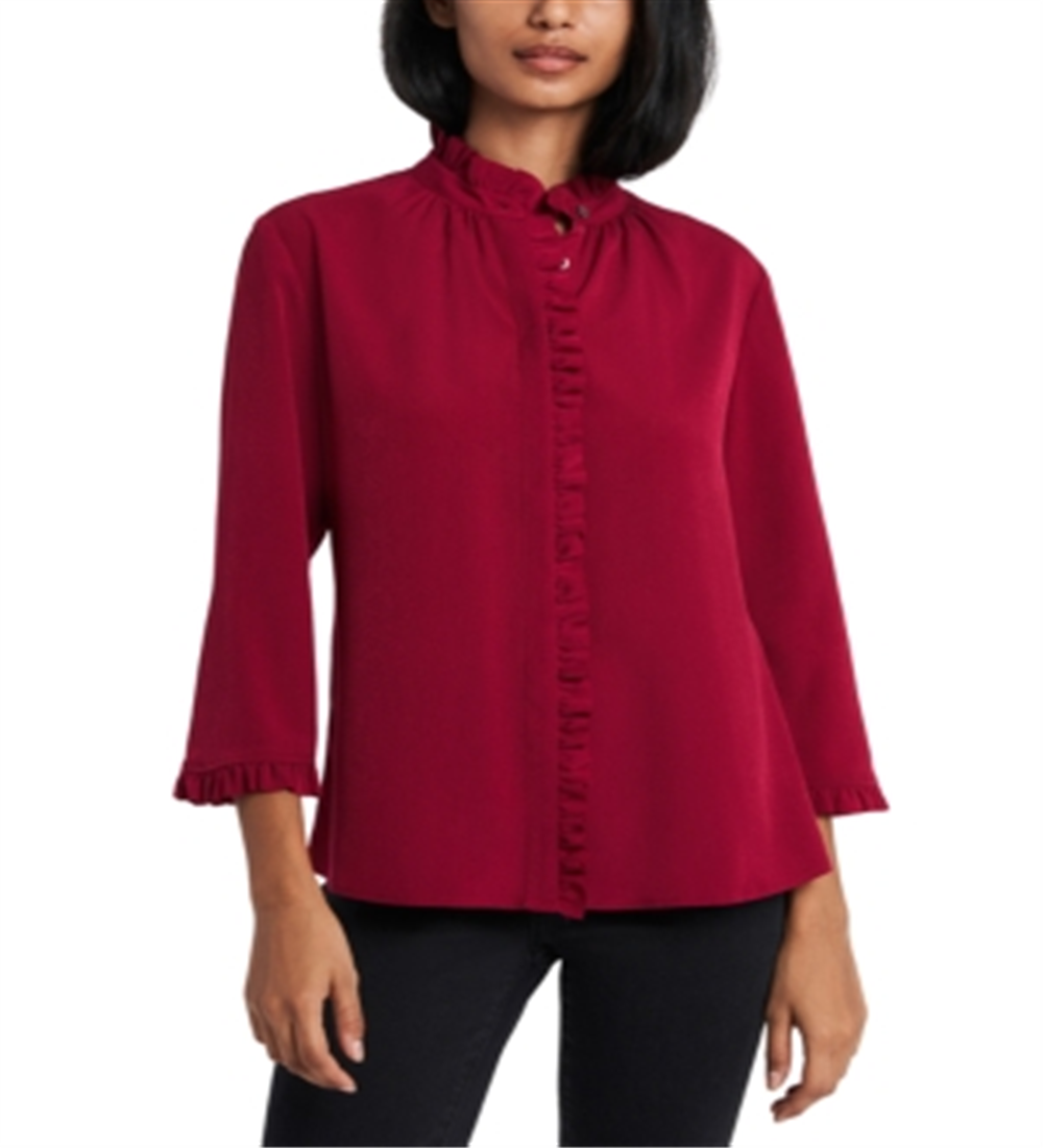 riley-rae-womens-penny-ruffled-trim-blouse-black-size-m-1