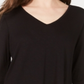 Style & Co Women's Chiffon-Hem Top Black Size Petite