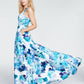 Jump Women's Floral Spaghetti Strap V Neck Full Length Formal Fit Flare Dress White Size 5-6