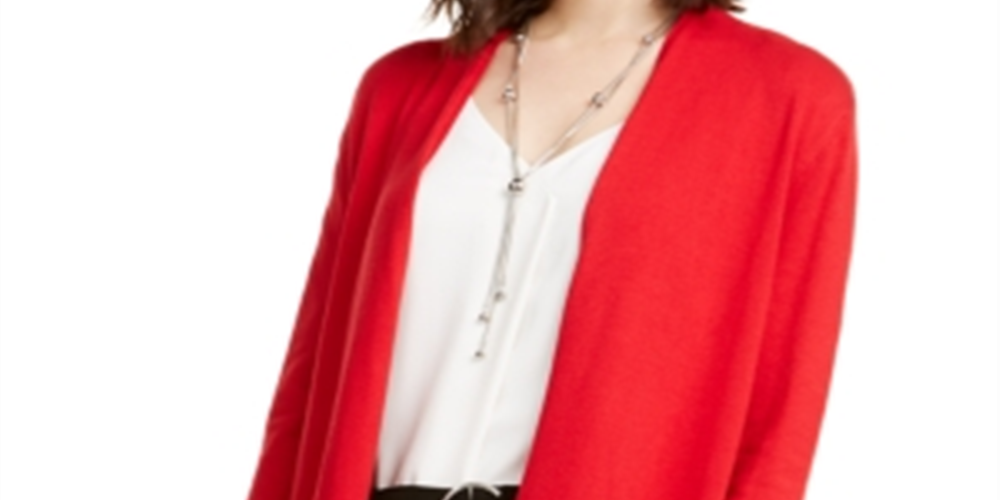 Alfani Women's Snap Sleeve Open Cardigan Red Size XXL