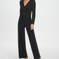 DKNY Women's V Neck D Buckle Jumpsuit Black Size 12