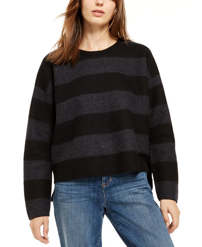 Eileen Fisher Womens Merino Wool High-Low Crewneck Sweater Gray Size XL