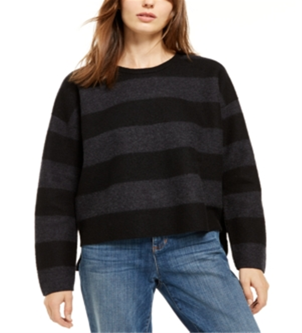 Eileen Fisher Womens Merino Wool High-Low Crewneck Sweater Gray Size XL