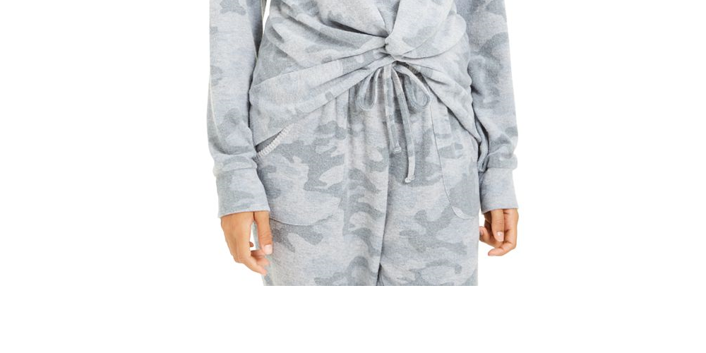 Hippie Rose Junior's Cozy Twist Front Top Gray Size XS