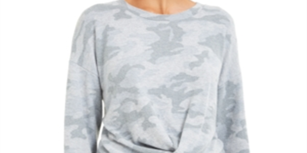 Hippie Rose Junior's Cozy Twist Front Top Gray Size XS