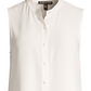 Eileen Fisher System Silk Mandarin-Collar Blouse Bone Brown Size S