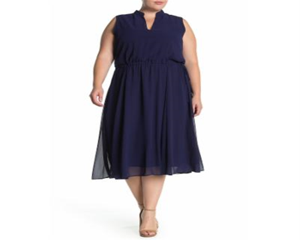 Anne Klein Women's Plus Drawstring MIDI Dress Blue Size 1X