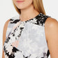 Calvin Klein Women's Sleeveless Floral Patchwork Blouse Gray Size Petite M