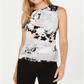 Calvin Klein Women's Sleeveless Floral Patchwork Blouse Gray Size Petite M