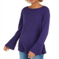 Style & Co Women's Ruffle Hem Knit Sweater Purple Size XX-Large