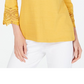 Charter Club Women's Cotton Lace Trim Top White Size Petite