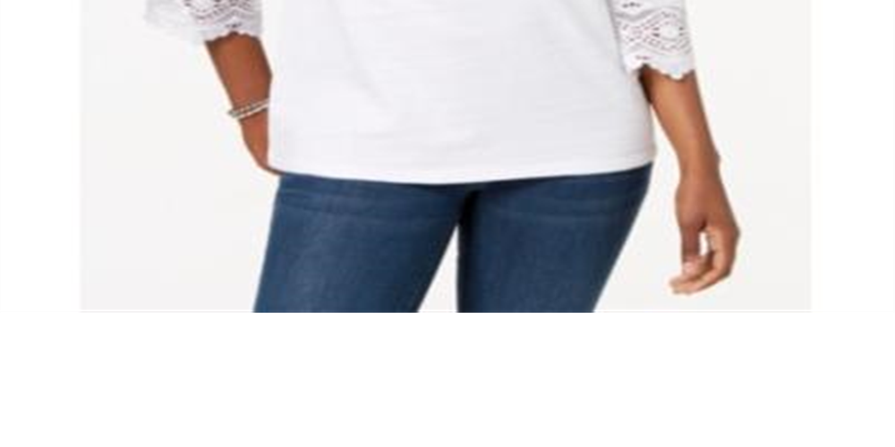 Charter Club Women's Cotton Lace Trim Top White Size Petite