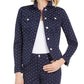 Charter Club Women's Printed Denim Jacket Blue Size Petite