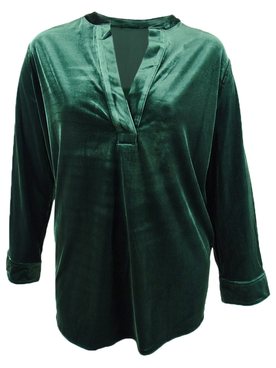 Ralph Lauren Women's Plus Size Stretch Velvet Blouse Green Size 1X