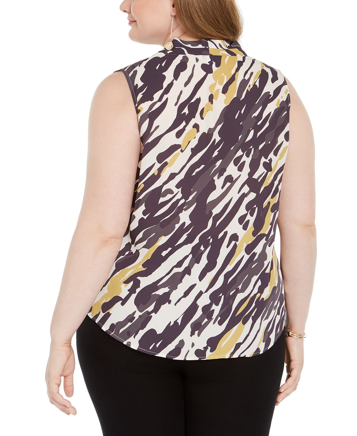 Bar III Women's Plus Abstract Hi Low Blouse Yellow Size 2X