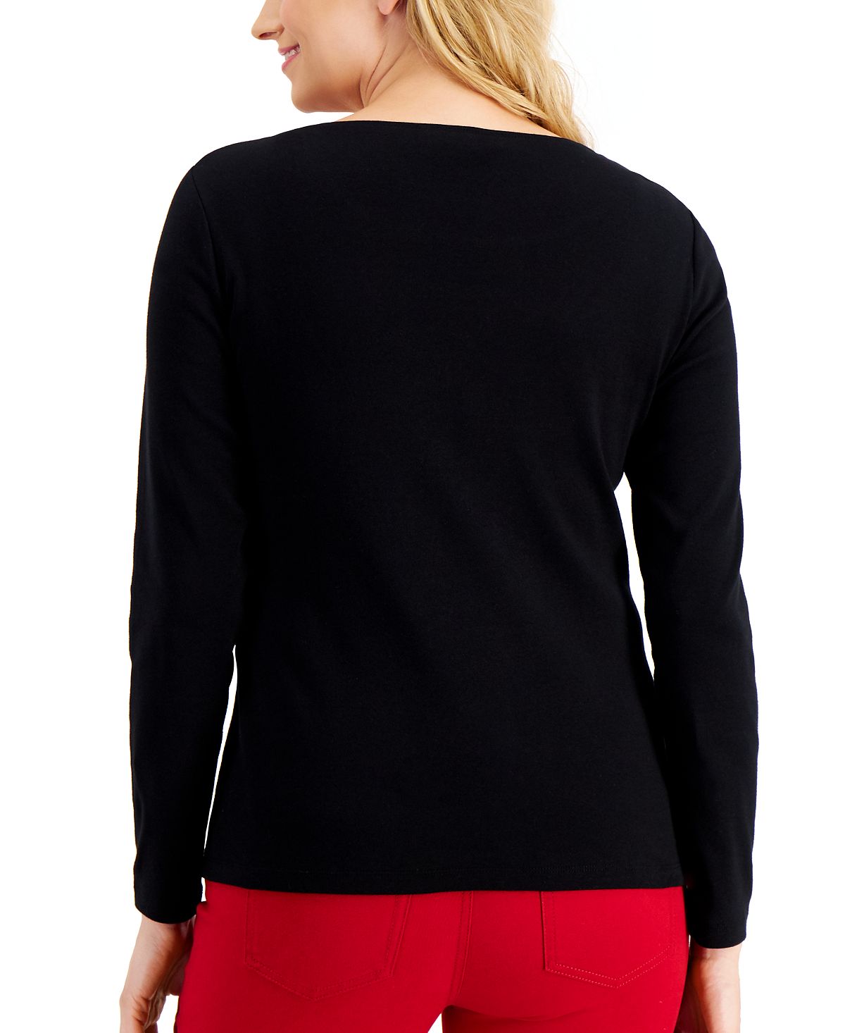 Karen Scott Women's Cotton Embellished Top Blue Size M