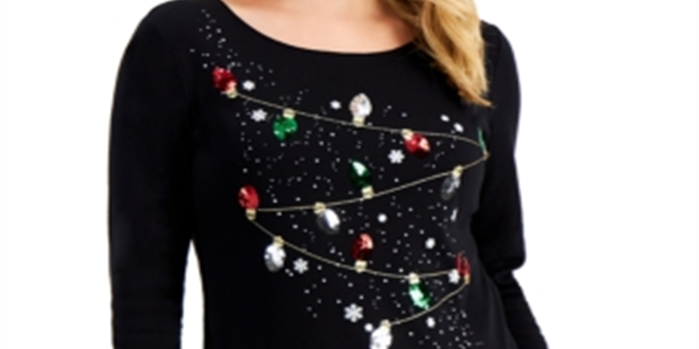 Karen Scott Women's Cotton Embellished Top Blue Size M