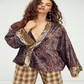 Free People Women's Layla Embellished Kimono Washed Top Brown Size Small