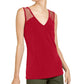 INC International Concepts Women's Sleeveless Illusion Inset Top -Red Size -XL