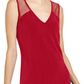 INC International Concepts Women's Sleeveless Illusion Inset Top -Red Size -XL