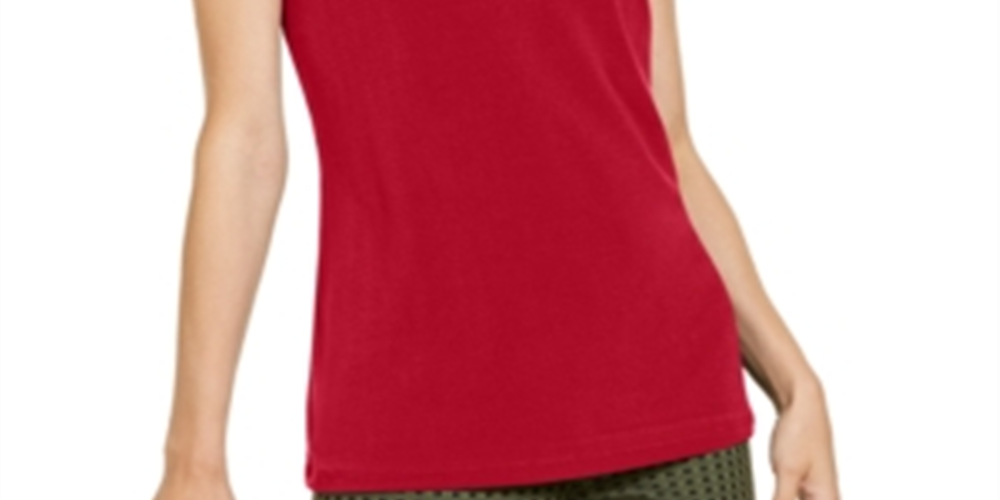 INC International Concepts Women's Sleeveless Illusion Inset Top -Red Size -XL