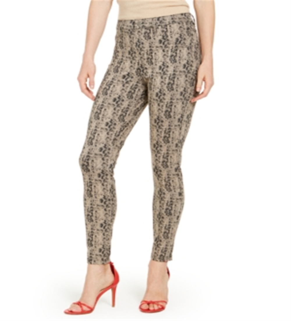 Hue Women's Python Print High Waisted Denim Leggings Brown Size M