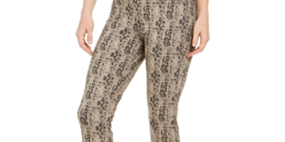 Hue Women's Python Print High Waisted Denim Leggings Brown Size M