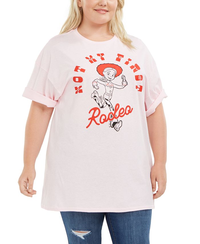 Mighty Fine Women's Trendy Plus Cotton Not My First Rodeo Graphic T-Shirt Pink Size 1X