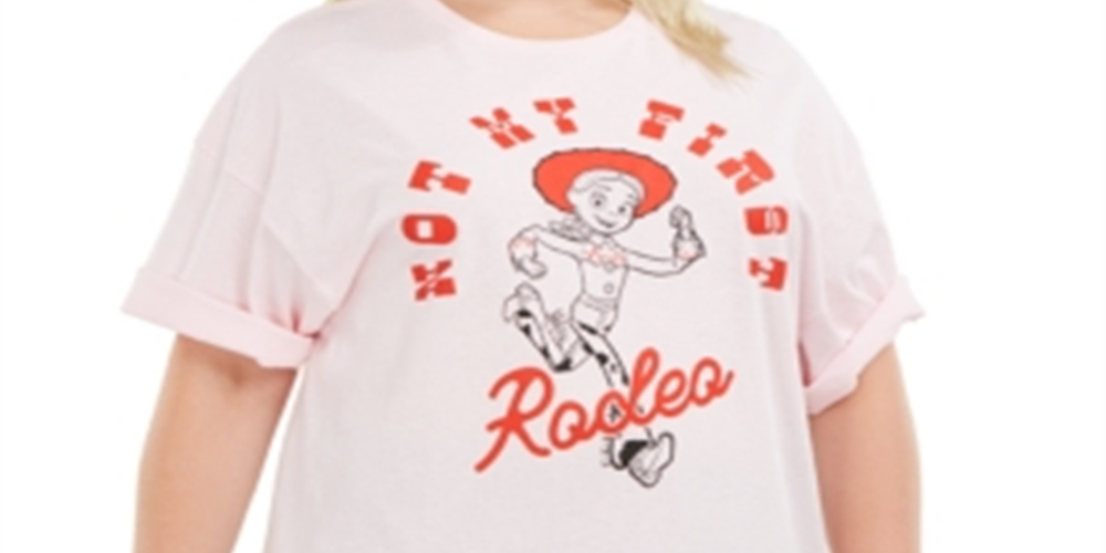 Mighty Fine Women's Trendy Plus Cotton Not My First Rodeo Graphic T-Shirt Pink Size 1X