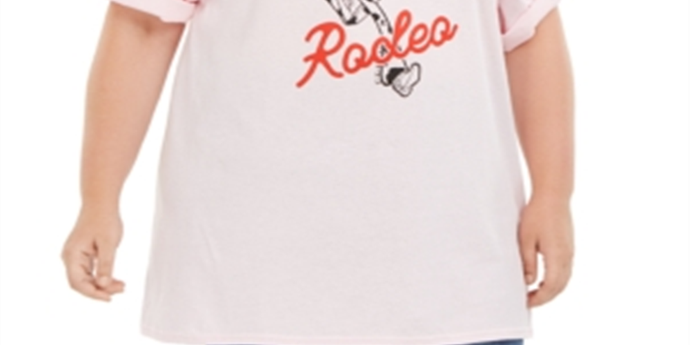 Mighty Fine Women's Trendy Plus Cotton Not My First Rodeo Graphic T-Shirt Pink Size 1X