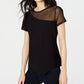 INC International Concepts Women's Illusion Crew Neck T-Shirt Black Size XS