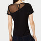 INC International Concepts Women's Illusion Crew Neck T-Shirt Black Size XS
