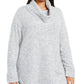 Style & Co Women's Plus Waffle Knit Trim Cowlneck Sweater Gray Size 0X