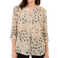 Charter Club Women's Maria Floral Print Blouse Brown Size Medium