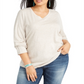 Style & Co Women's Plus V Neck Top Tan Size 1X