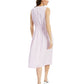 Alfani Women's Drawstring Waist Sleeveless Crew Neck MIDI Fit Flare Dress Purple Size Large