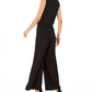 MSK Women's Tie Waist Wide Leg Jumpsuit Black Size Petite