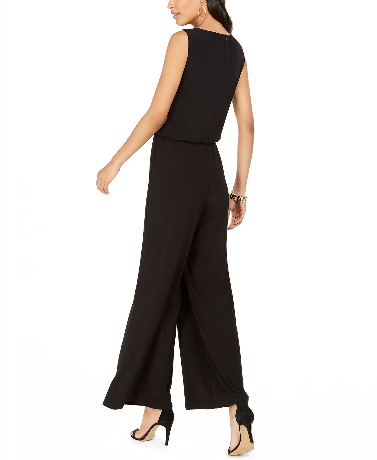 MSK Women's Tie Waist Wide Leg Jumpsuit Black Size Petite