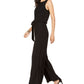 MSK Women's Tie Waist Wide Leg Jumpsuit Black Size Petite